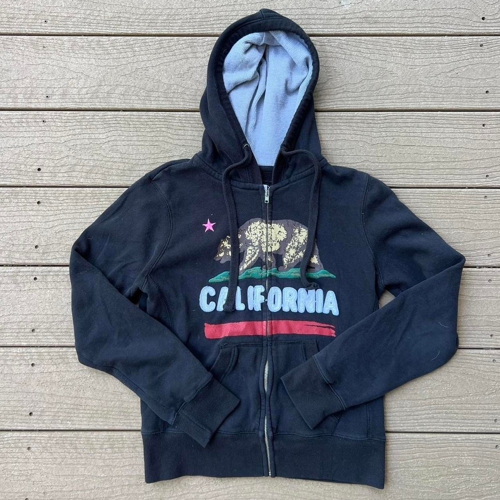 California Bear Zip Up Hoodie Jacket Womens Size Large